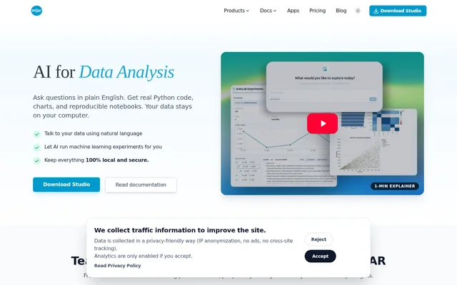MLJAR Studio website screenshot