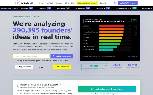 ValidatorAI website screenshot