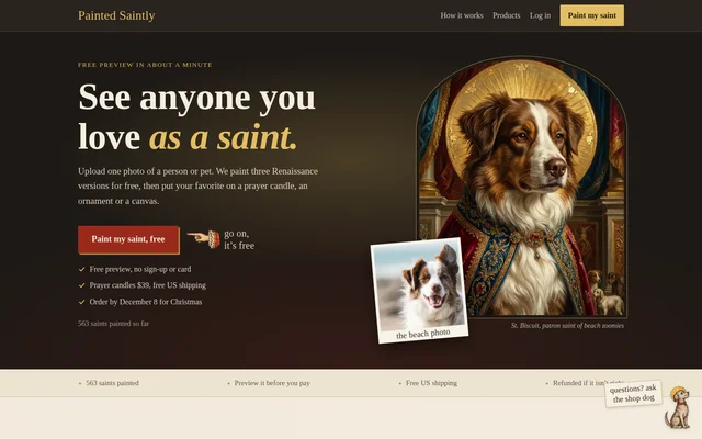 Painted Saintly website screenshot