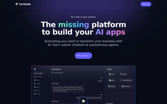 re:tune website screenshot