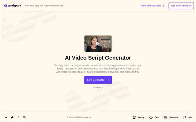 Sendspark website screenshot