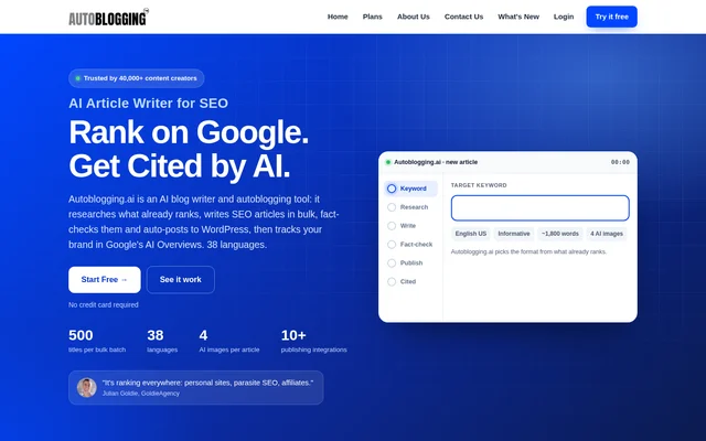 Autoblogging.ai website screenshot