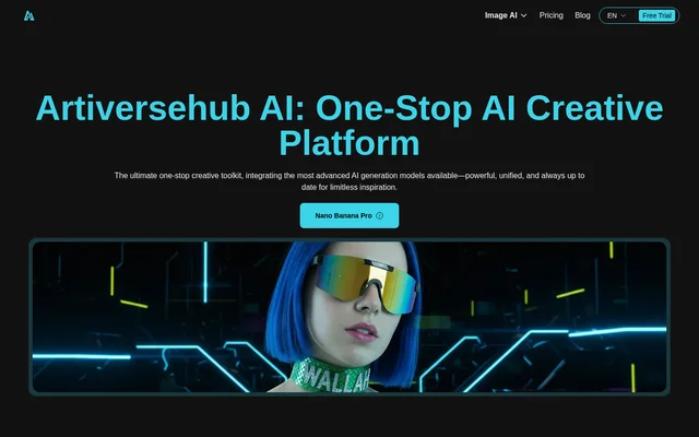 ArtiverseHub AI website screenshot