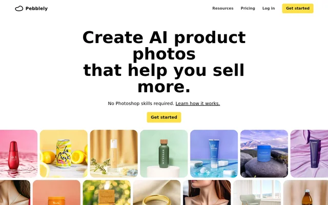 Pebblely website screenshot
