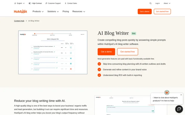 AI Blog Writer website screenshot