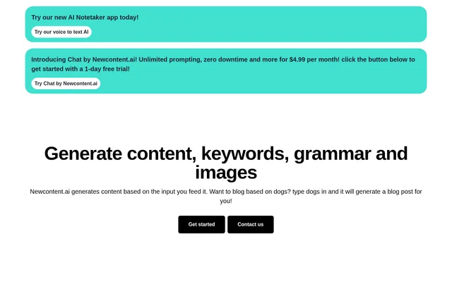Newcontent website screenshot