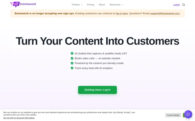 Bramework website screenshot