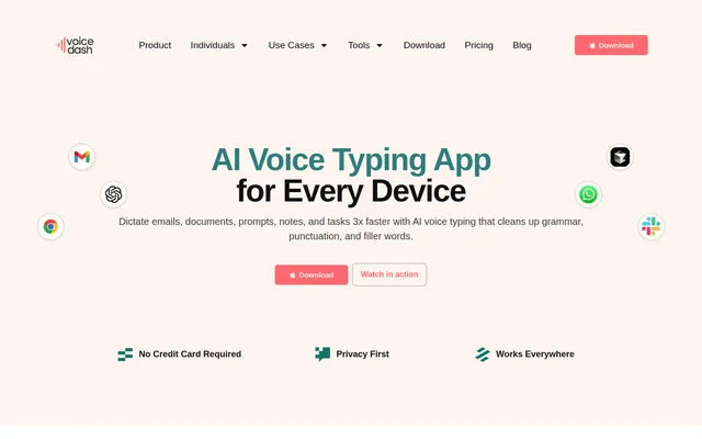 VoiceDash website screenshot