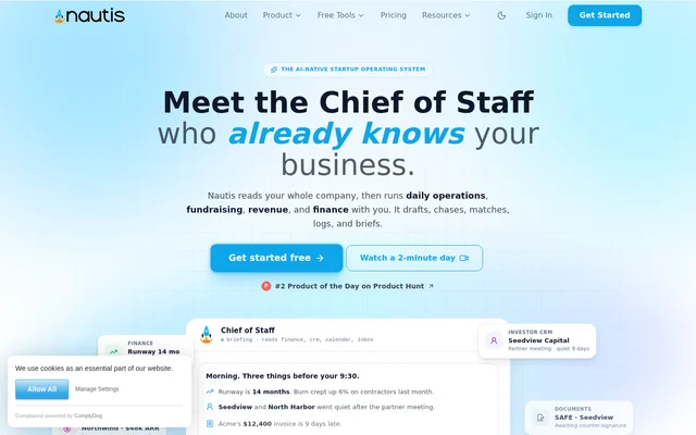 Nautis website screenshot